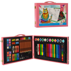 Набор для детского творчества Юный художник в деревянном кейсе 102 предмета 18102 розовый
