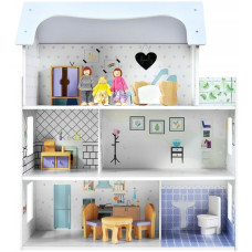 Детский деревянный кукольный домик для кукол с мебелью MD 1669