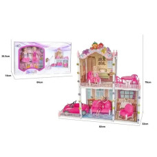 Домик для кукол 66921, 2 куклы, машинка