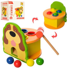 Деревянная игрушка Стучалка шарики 4шт, молоток MD1548