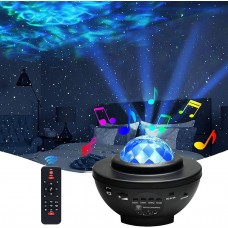 Детский звездный проектор - ночник Starry Projector звездное небо, Bluetooth, динамик и пульт черный