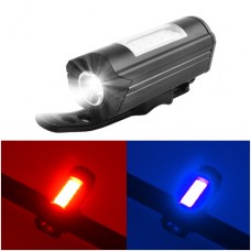 Фонарь велосипедный 303C-XPE+red/blue мигалка, ЗУ micro USB, встроенный аккумулятор