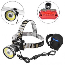 Фонарь велосипедный + на лоб Police B031-COB+LM, STOP-5LED, ЗУ 220V, 4х18650, 2хААА, Box