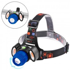 Фонарь велосипедный + на лоб Police 2118Bike/3117-T6+2COB (red), ЗУ micro USB, встроенный аккумулятор, велокрепление, zoom, Box