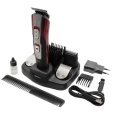 Триммер Geemy GM-592 black-red 10 в 1 набор для стрижки волос, бороды, усов