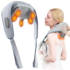 Массажер аккумуляторный Massager shoulder neck waist back legs портативный для шеи, спины и тела с подогревом бежевый