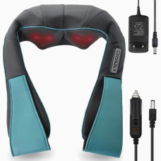 Массажер роликовый Massager of neck kneading шаитсу для шеи, спины и всего тела с подогревом синий