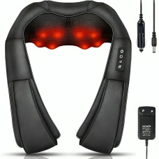 Массажер роликовый Massager of neck kneading Shiatsu для шеи, спины и всего тела с подогревом чёрный