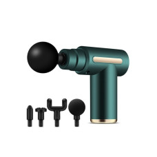 Массажер для тела мышечный Massage Gun 720 массажный ударный пистолет зелёно-золотистый