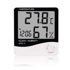 Цифровой термогигрометр HTC HTC-1 LCD Измеритель температуры и влажности HTC-1 Термометр гигрометр часы будильник метеостанция
