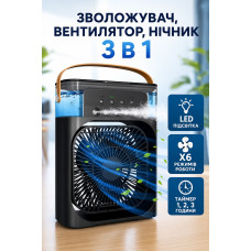 Мини-кондиционер Mini Fan RGB 3в1 охладитель, увлажнитель воздуха, вентилятор, ночник