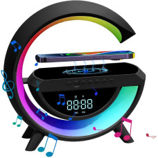 Настольная смарт лампа ночник RGB Rainbow с Bluetooth колонкой беспроводная зарядка FM радио чёрный