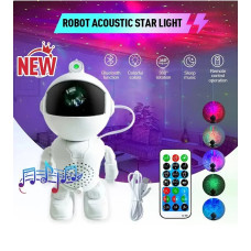 Ночник проектор Robot XL737 робот-космонавт астронавт с подсветкой и Bluetooth колонкой пульт ДУ белый