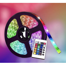Светодиодная LED лента 3528 RGB 5 метров с блоком питания и пультом ДУ