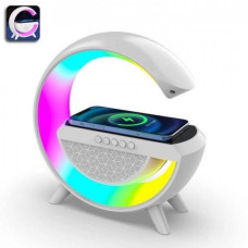 Настольная лампа смарт-ночник BT-2301 RGB Rainbow Light-Wireless с Bluetooth колонкой беспроводная зарядка white