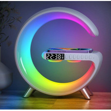 Настольная лампа смарт-ночник G11 RGB Rainbow Light-Wireless с Bluetooth колонкой беспроводная зарядка FM радио белый