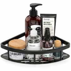 Настенная угловая полка - органайзер для ванной комнаты душевой кабины, кухни, на самоклеющейся пленке чёрный