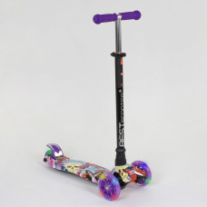 Самокат А 24664/779-1313 MAXI Best Scooter 4 светящихся колеса, трубка руля алюминиевая