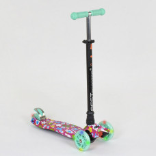 Самокат А 25600/779-1343 MAXI Best Scooter 4 светящихся колеса, трубка руля алюминиевая